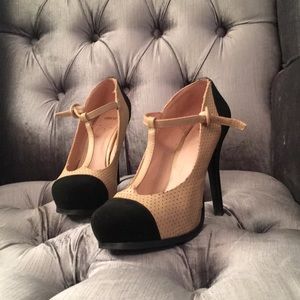 Black & Nude Platform Heels